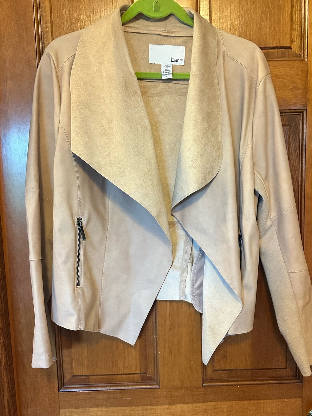 bar III Women's Draped Faux-Suede Jacket in Light blush